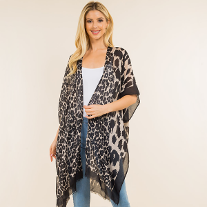 Leopard Print Black Border Kimono