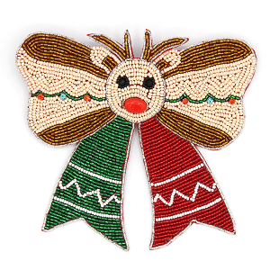 Seed Bead Rudolph Christmas Hair Clip Multi