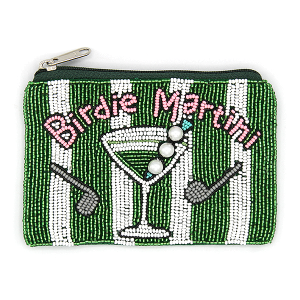 Birdie Martini Seed Bead Coin Purse Green