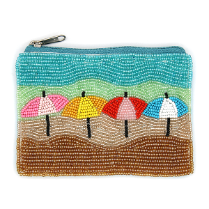 Beach Umbrellas Seed Bead Coin Purse Multi