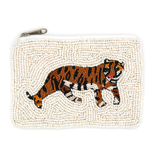 Tiger Seed Bead Coin Purse White