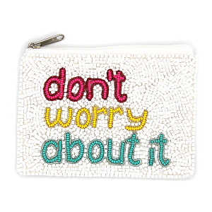 Don't Worry About It Seed Bead Coin Purse White