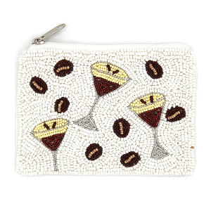 Espresso Martini Seed Bead Coin Purse White