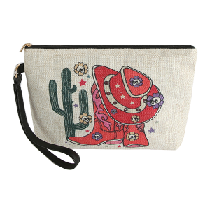 Canvas Western Clutch Cactus Boots Cowboy Hat