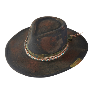 Rustic Cowgirl Fedora With Distressed Fabric Band MH0236 Black