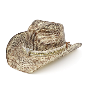 Western Vintage Cowboy Hat Multi Band Bull Head Brown