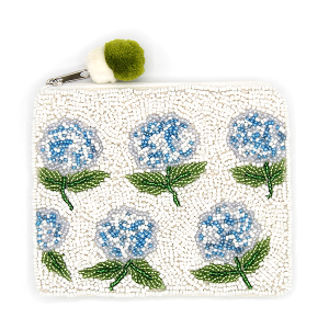 Blue Hydrangeas Seed Bead Coin Purse