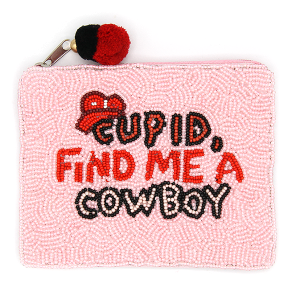 Cupid Find Me A Cowboy Seed Bead Coin Purse