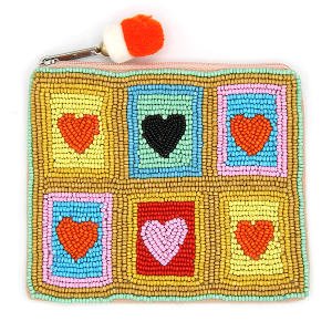 Multi Heart Seed Bead Coin Purse