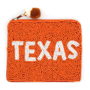 Orange TEXAS Seed Bead Coin Purse