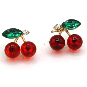 Gold Dipped Cherry Red Earrings