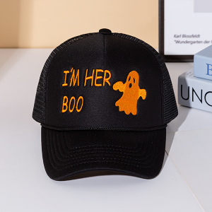 I'm Her Boo Embroidery Halloween Black Trucker Hat