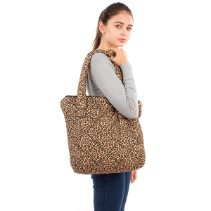 Tote Bag quilted puffy pattern CB1805 leopard