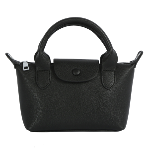 Mini Leatherette Top Handle Handbag Black