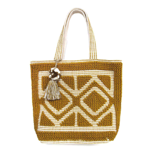 Mika HB268 woven tassel tote brown