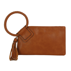 Western Braided Ring Handle Wristlet Brown