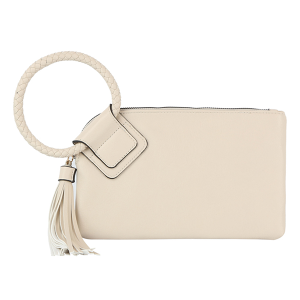Western Braided Ring Handle Wristlet Cream