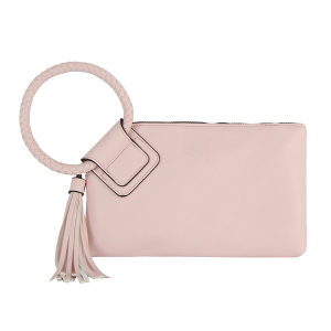 Western Braided Ring Handle Wristlet Light Blush
