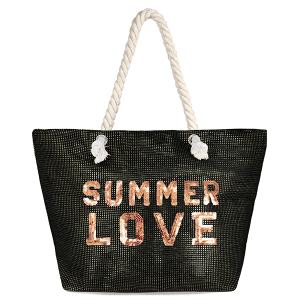 Summer Love Beach Tote Bag Black